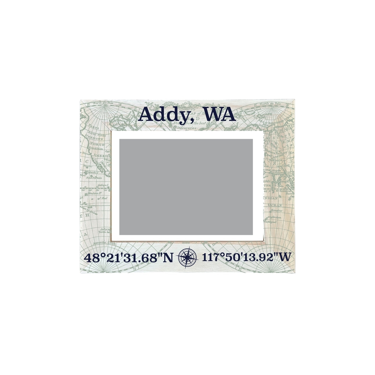 Addy Washington Souvenir Wooden Photo Frame Compass Coordinates Design Matted To 4 X 6