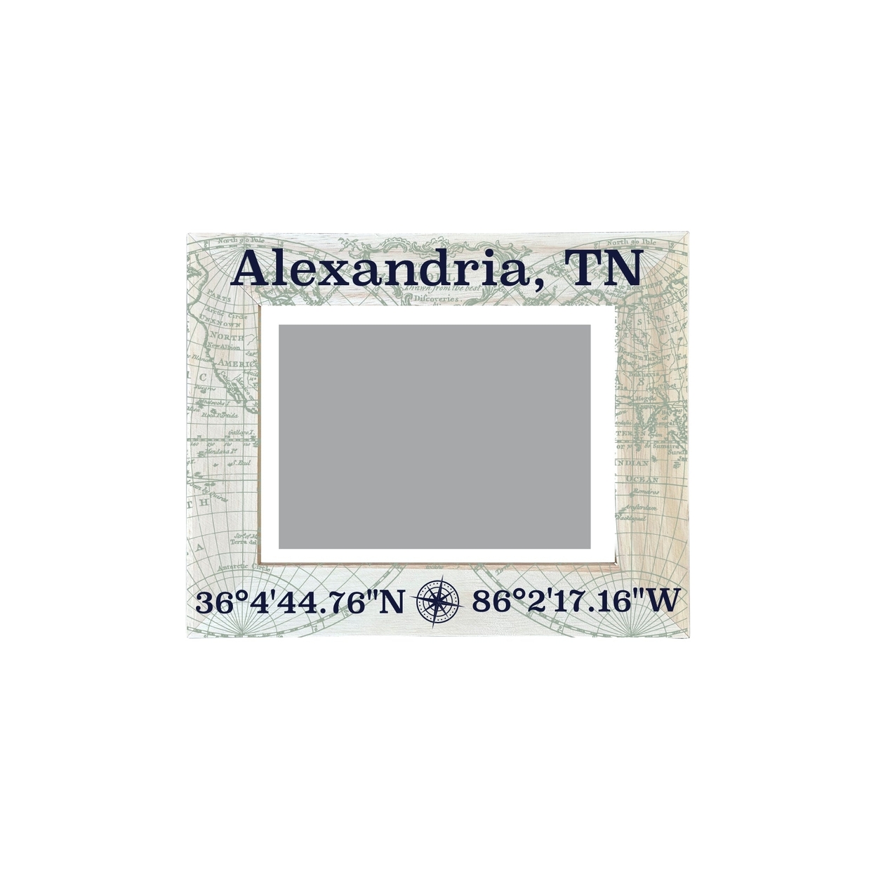 Alexandria Tennessee Souvenir Wooden Photo Frame Compass Coordinates Design Matted To 4 X 6