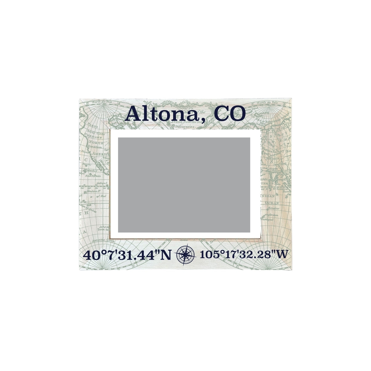 Altona Colorado Souvenir Wooden Photo Frame Compass Coordinates Design Matted To 4 X 6