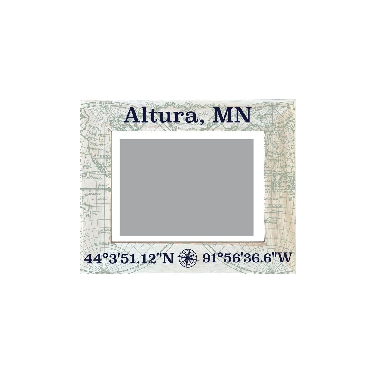 Altura Minnesota Souvenir Wooden Photo Frame Compass Coordinates Design Matted To 4 X 6