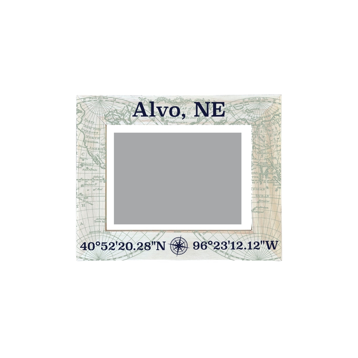 Alvo Nebraska Souvenir Wooden Photo Frame Compass Coordinates Design Matted To 4 X 6