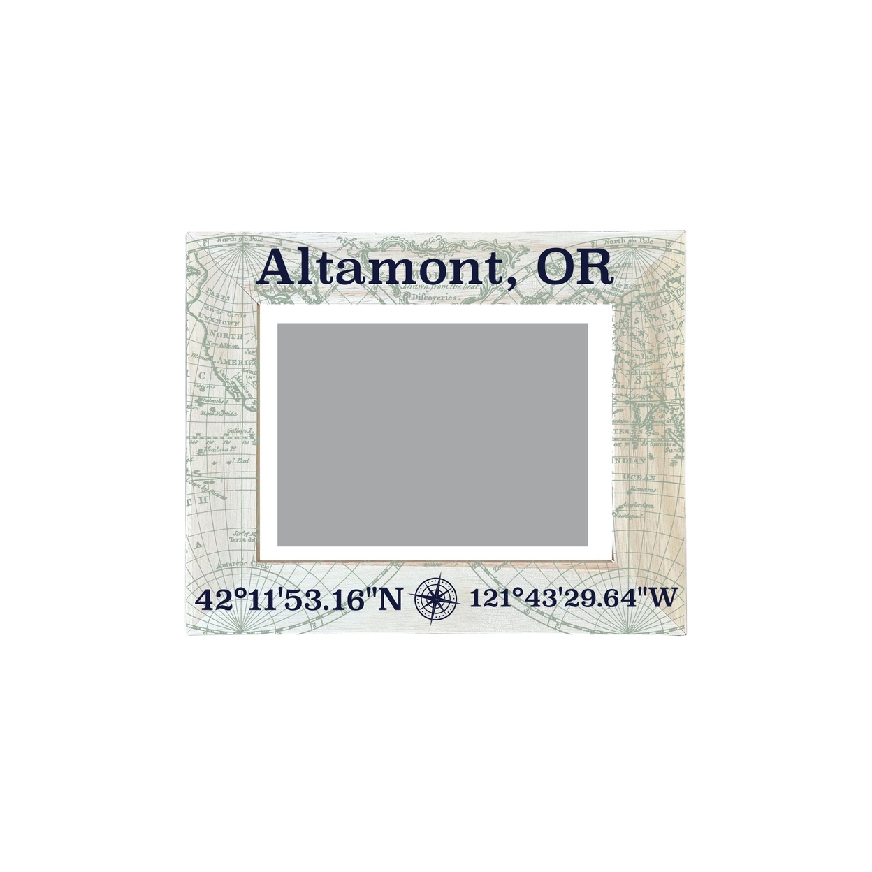 Altamont Oregon Souvenir Wooden Photo Frame Compass Coordinates Design Matted To 4 X 6
