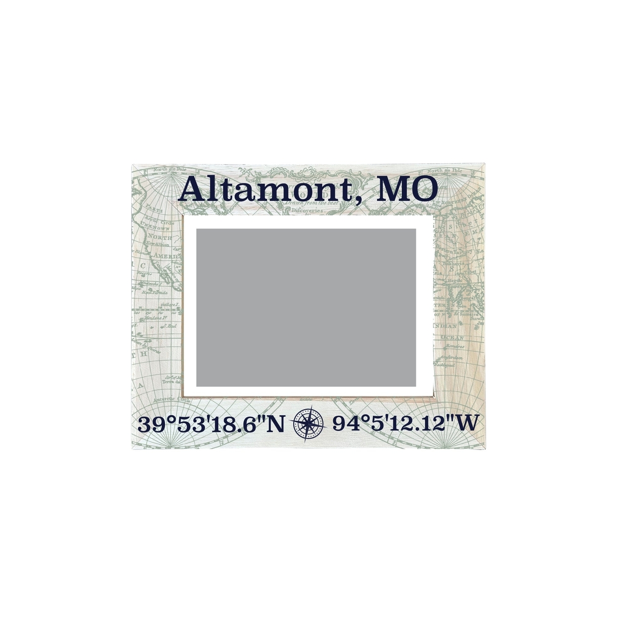 Altamont Missouri Souvenir Wooden Photo Frame Compass Coordinates Design Matted To 4 X 6
