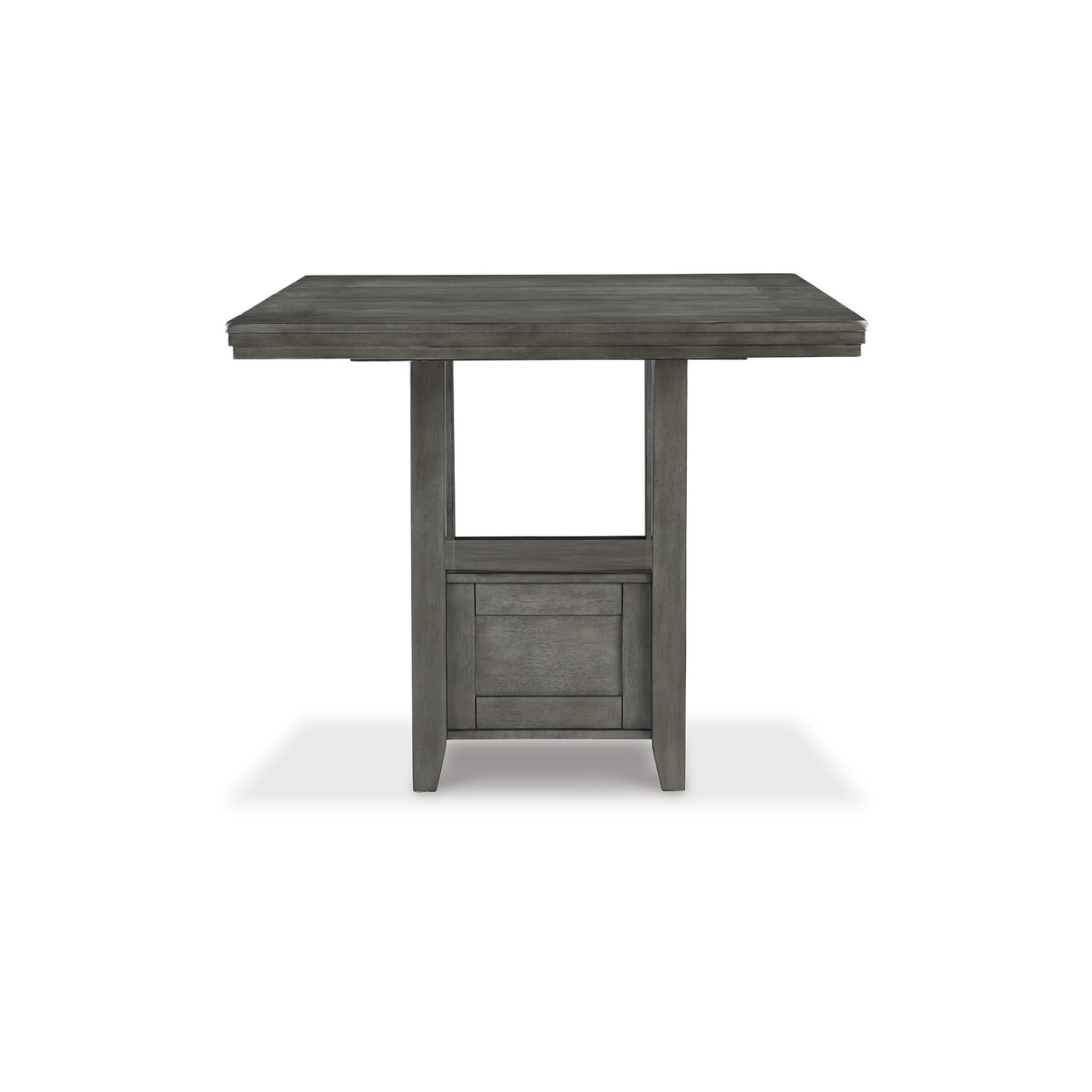 60 Inch Counter Height Table, Single Shelf, Extension Leaf, Weathered Gray- Saltoro Sherpi