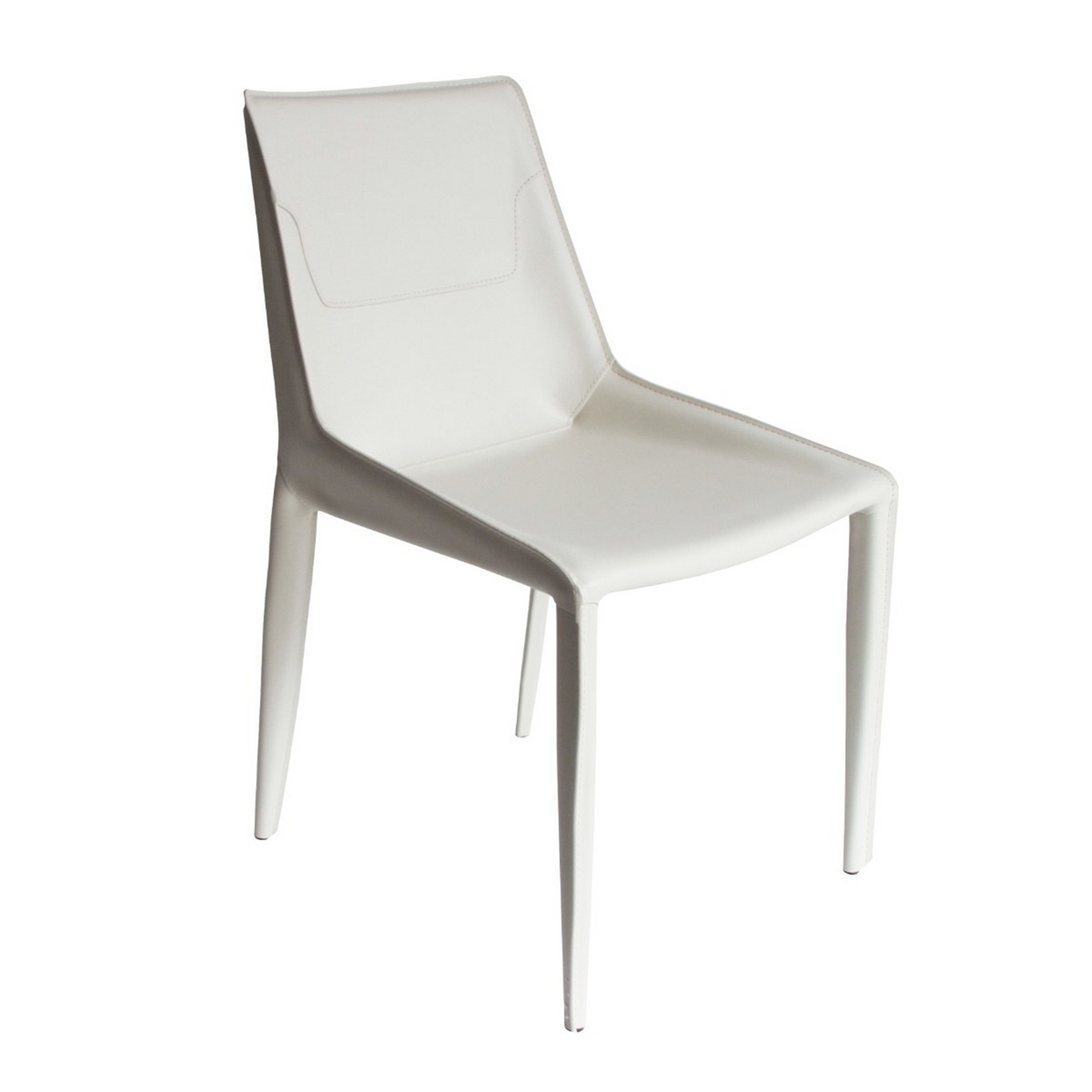 Cid Paz 18 Inch Dining Chair, Set Of 2, White Saddle Leather, Iron Frame- Saltoro Sherpi