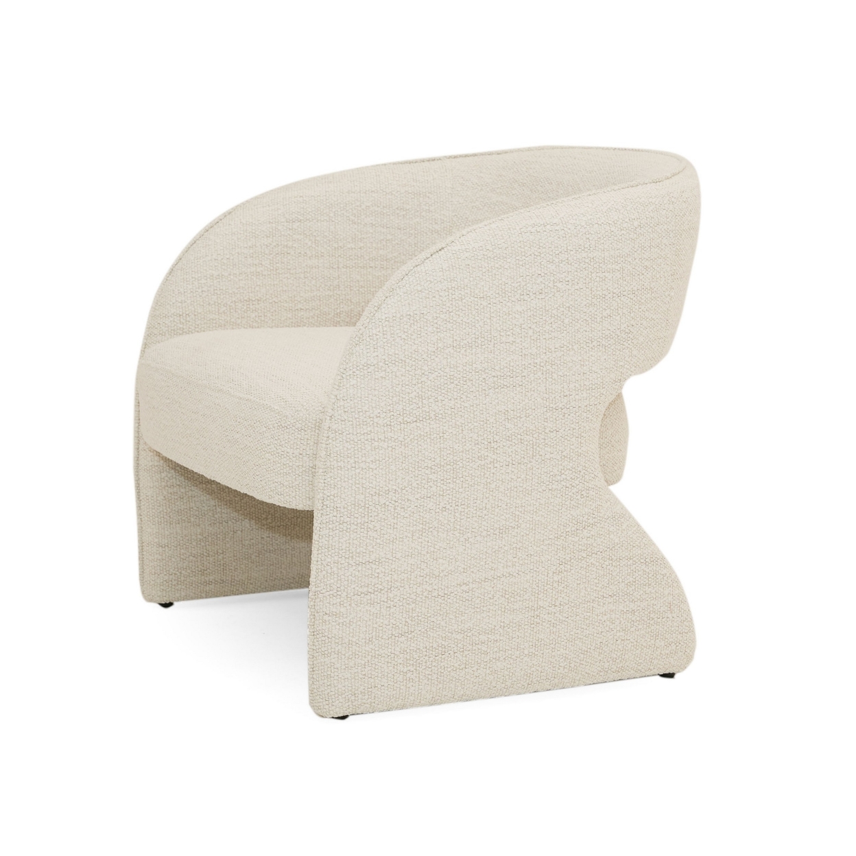 31 Inch Accent Chair, Cream Fabric, Curved Back, Round Arms, Plush Seat- Saltoro Sherpi