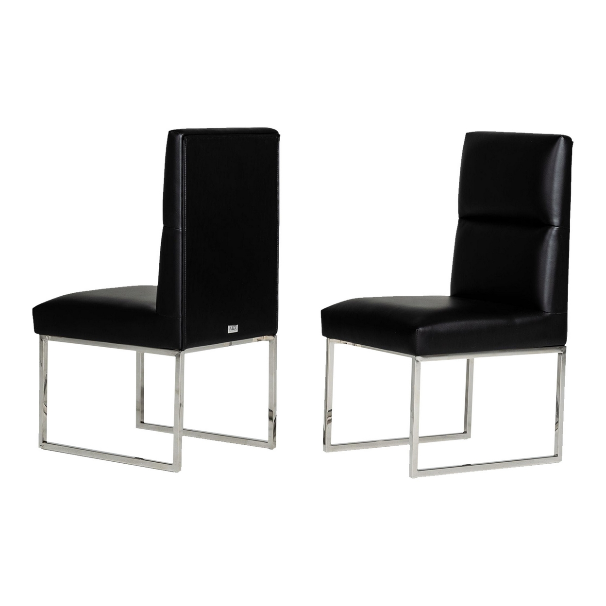 Hart 19 Inch Dining Chair, Set Of 2, Black Faux Leather, Parson Cantilever- Saltoro Sherpi