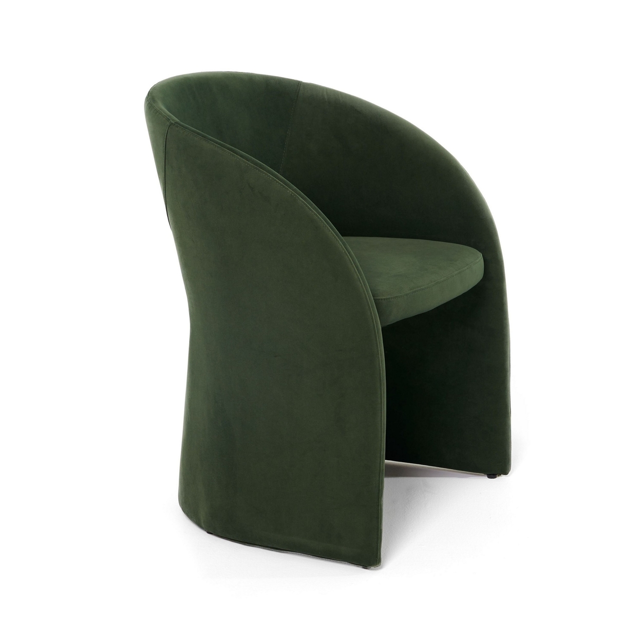 24 Inch Dining Chair, Green Fabric, Iron Frame, Curved Cutout Backrest- Saltoro Sherpi
