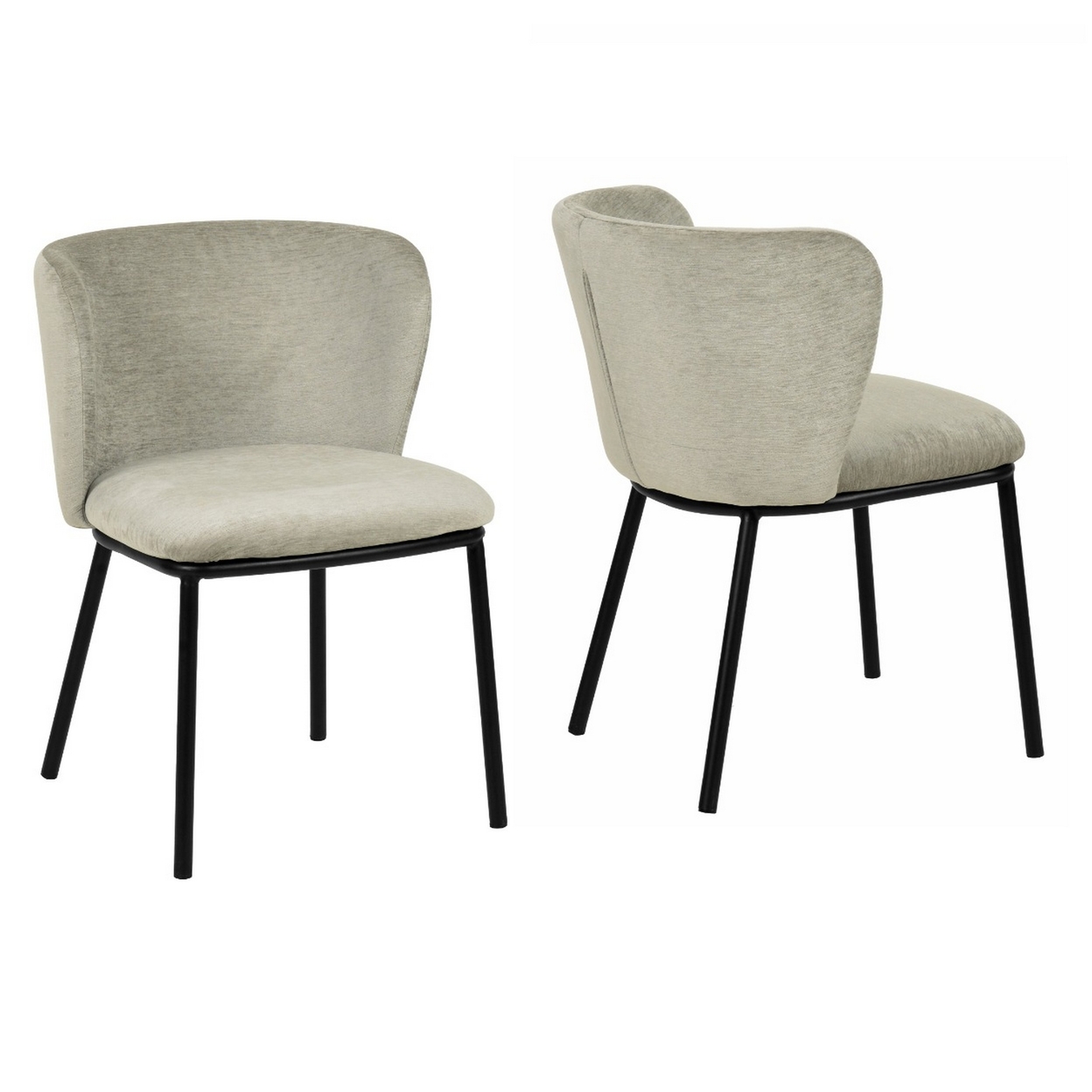 Cid Tre 21 Inch Dining Chair, Set Of 2, Polyester Fabric, Smooth Gray - Saltoro Sherpi