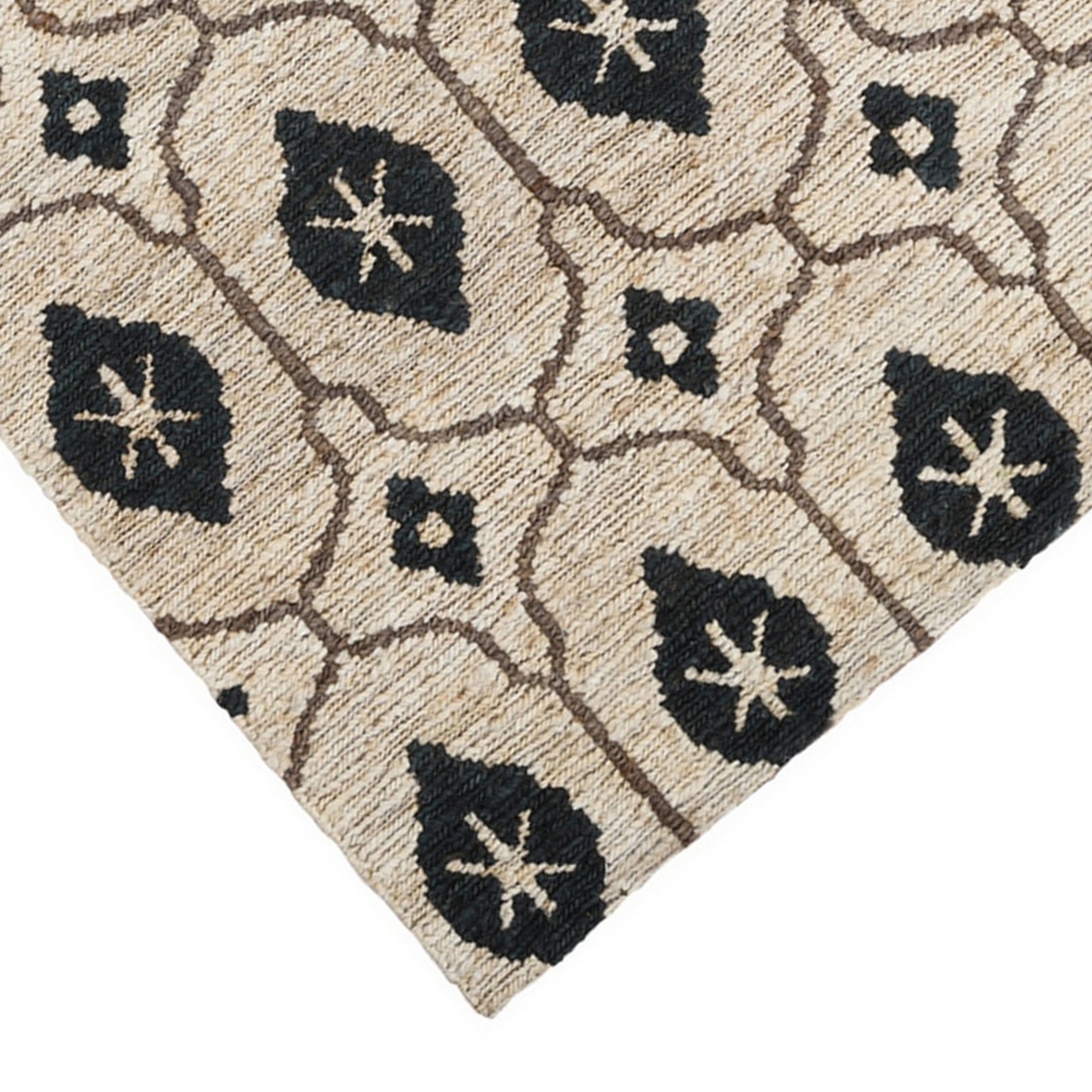 Raya 5 X 8 Area Rug, Handwoven Moroccan Inspired Pattern, Soft Ivory Jute- Saltoro Sherpi