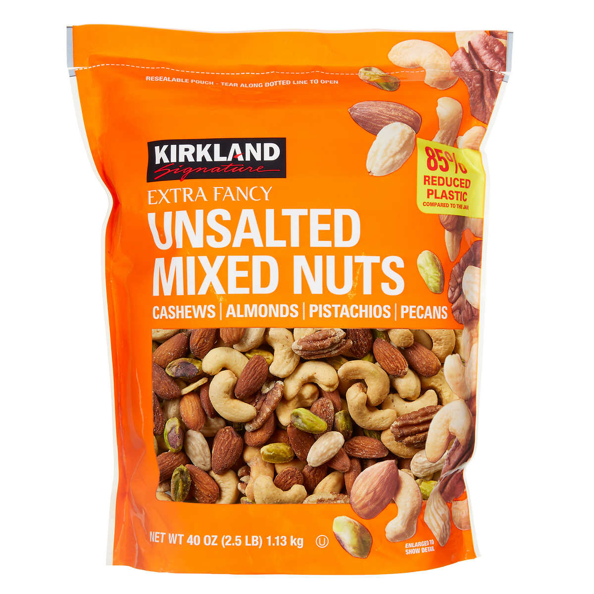 Kirkland Signature Extra Fancy Mixed Nuts, Unsalted, 40 Ounce