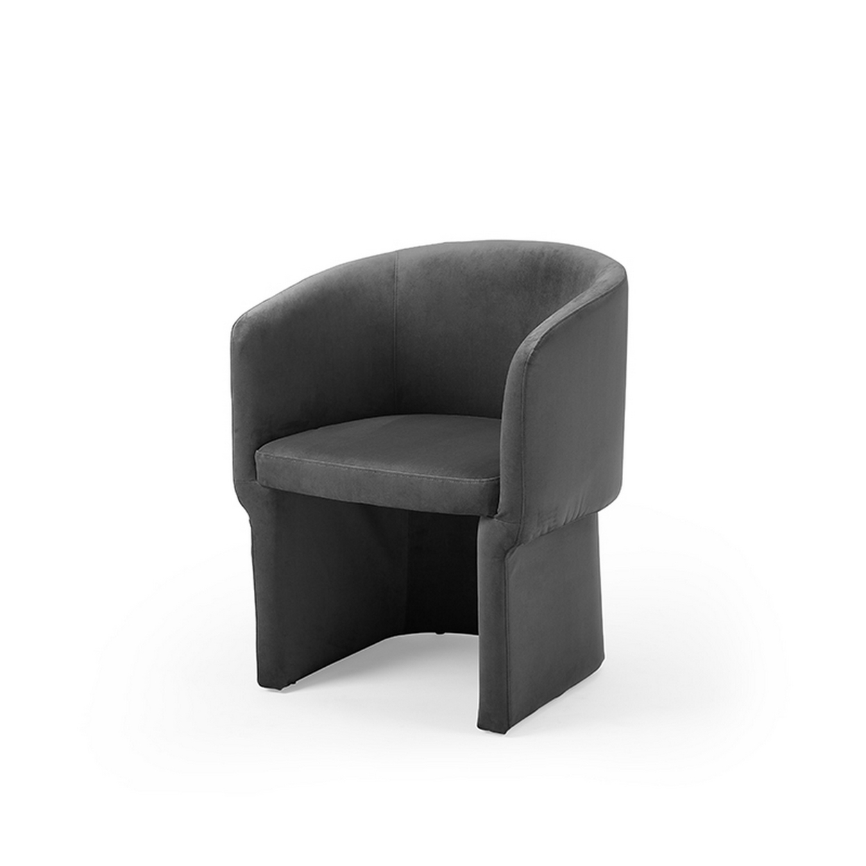 26 Inch Modern Dining Chair, Dark Gray Velvet Fabric, Curved Backrest - Saltoro Sherpi