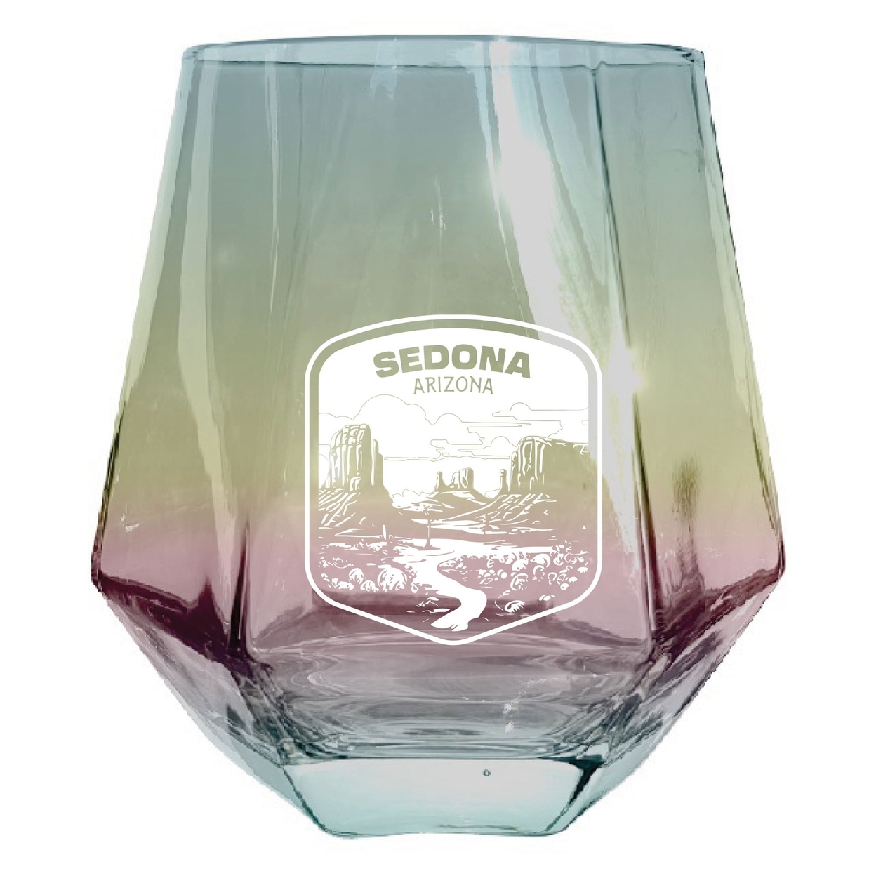 Sedona Arizona Souvenir Wine Glass EngravedDiamond 15 Oz Clear Iridescent - Iridescent,,Single Unit