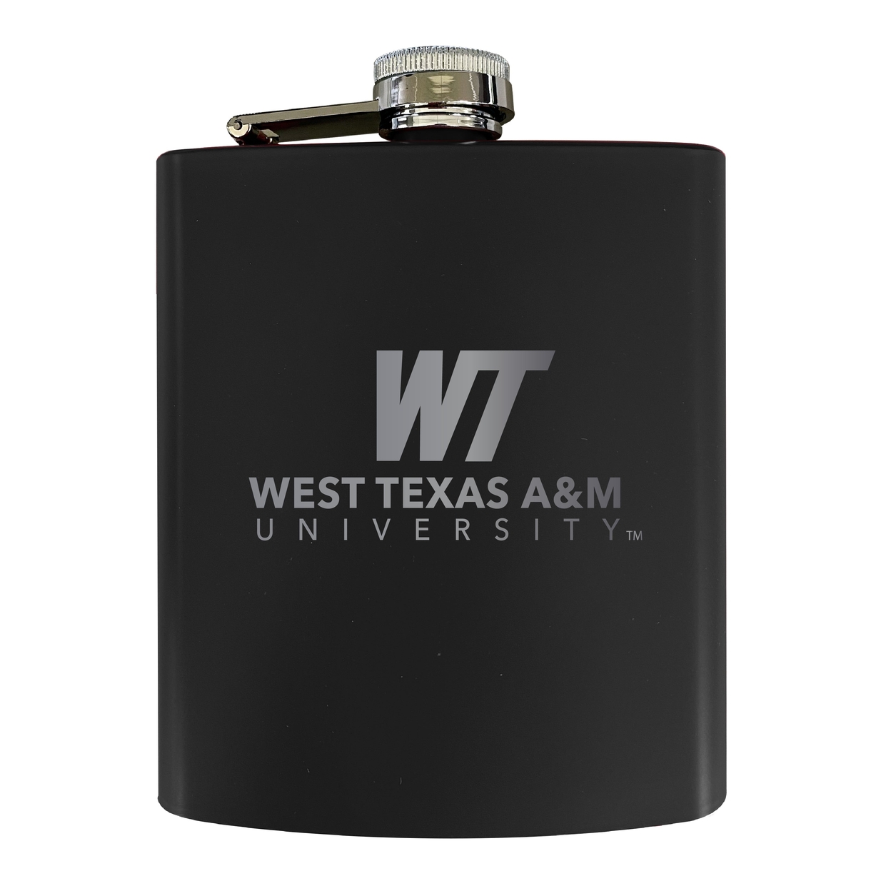 West Texas A&M Buffaloes Stainless Steel Etched Flask - Choose Your Color - Black