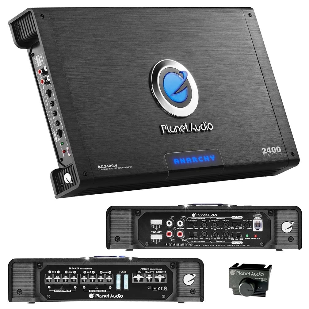 Planet Audio AC2400.4 Anarchy Series Car Audio Amplifier 2400 High Output, 4 Channel, Class A/B, High/Low Level Inputs