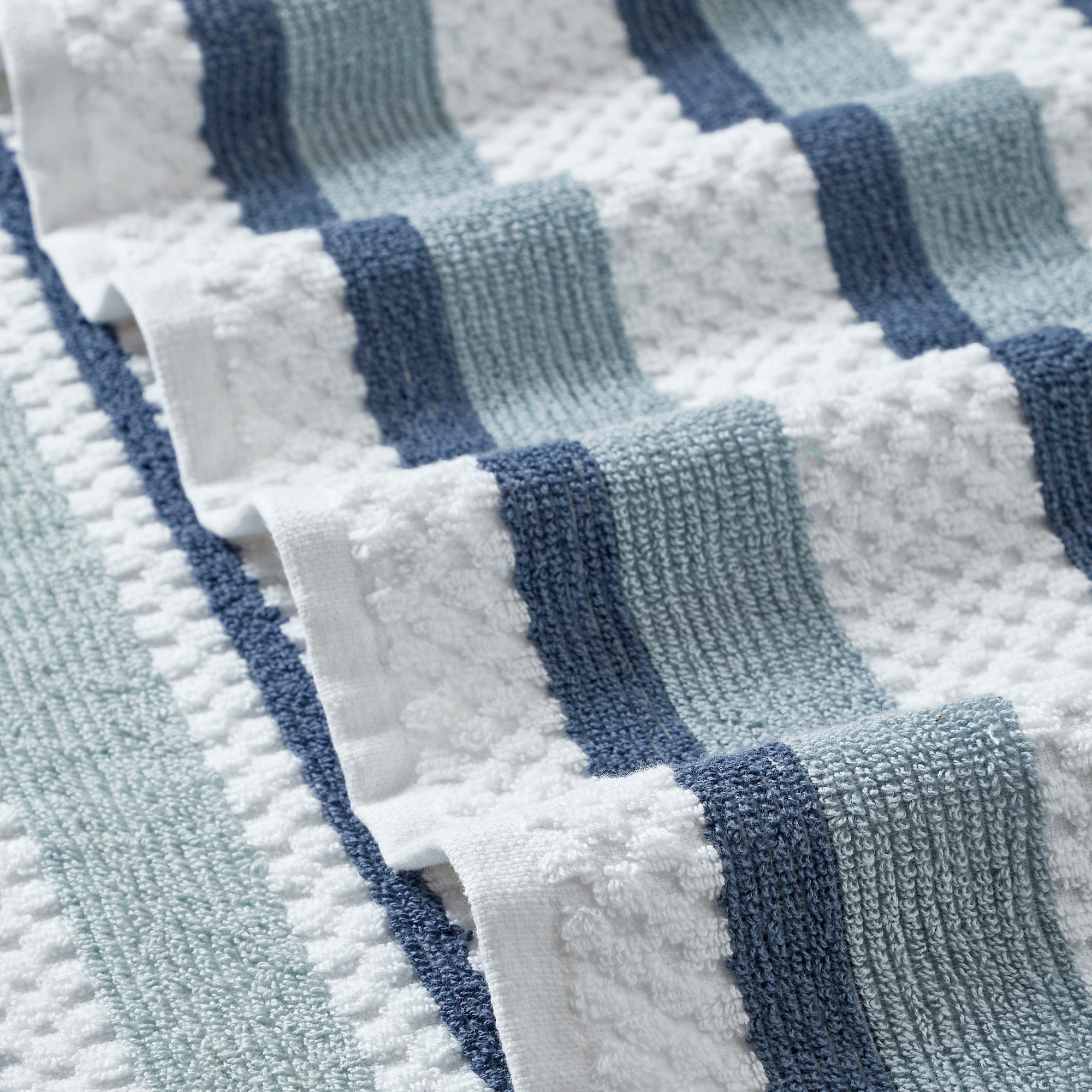 Nyx 6pc Soft Cotton Towel Set, Striped, White, Blue By The Urban Port- Saltoro Sherpi
