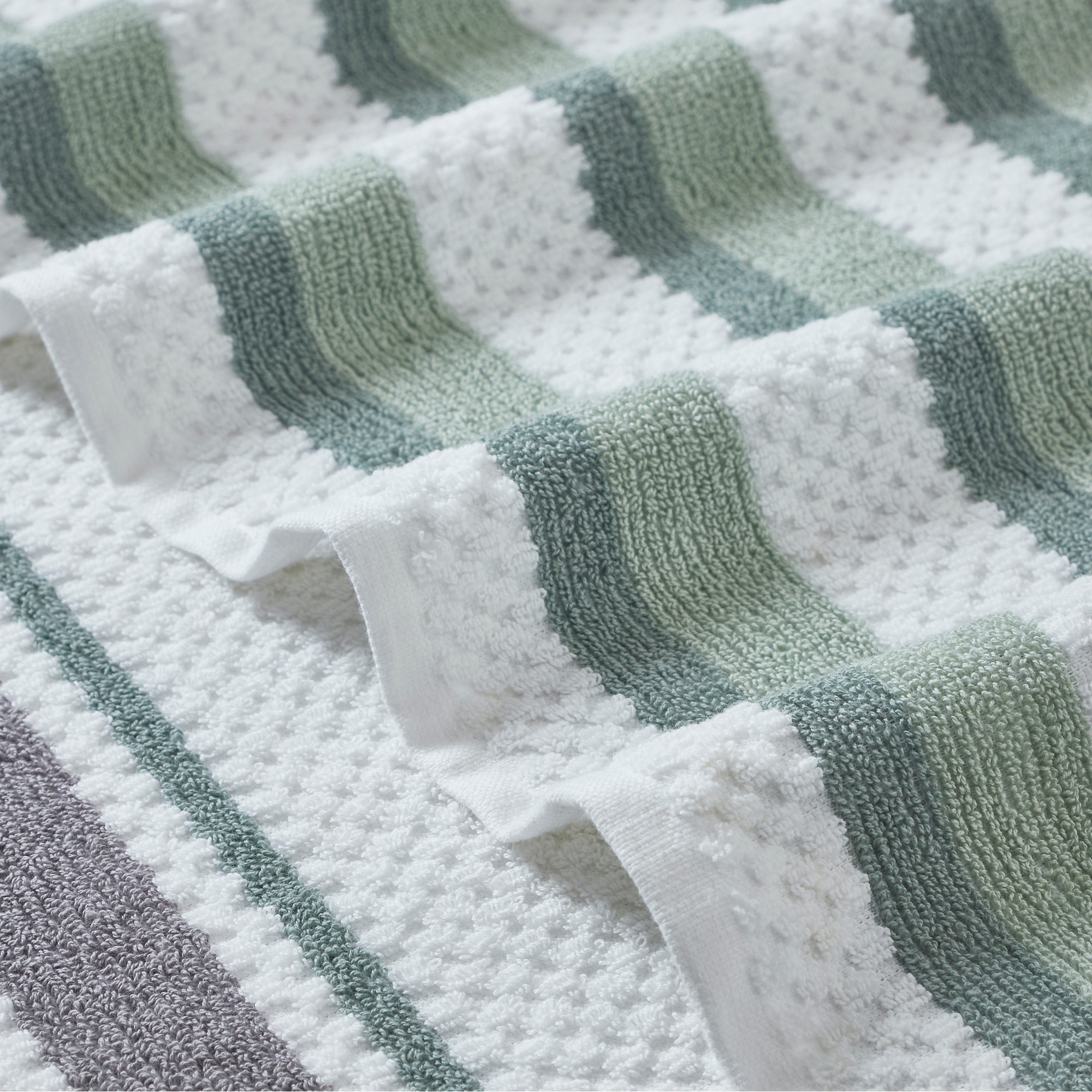 Nyx 6pc Soft Cotton Towel Set, Striped, White, Light Gray By The Urban Port- Saltoro Sherpi