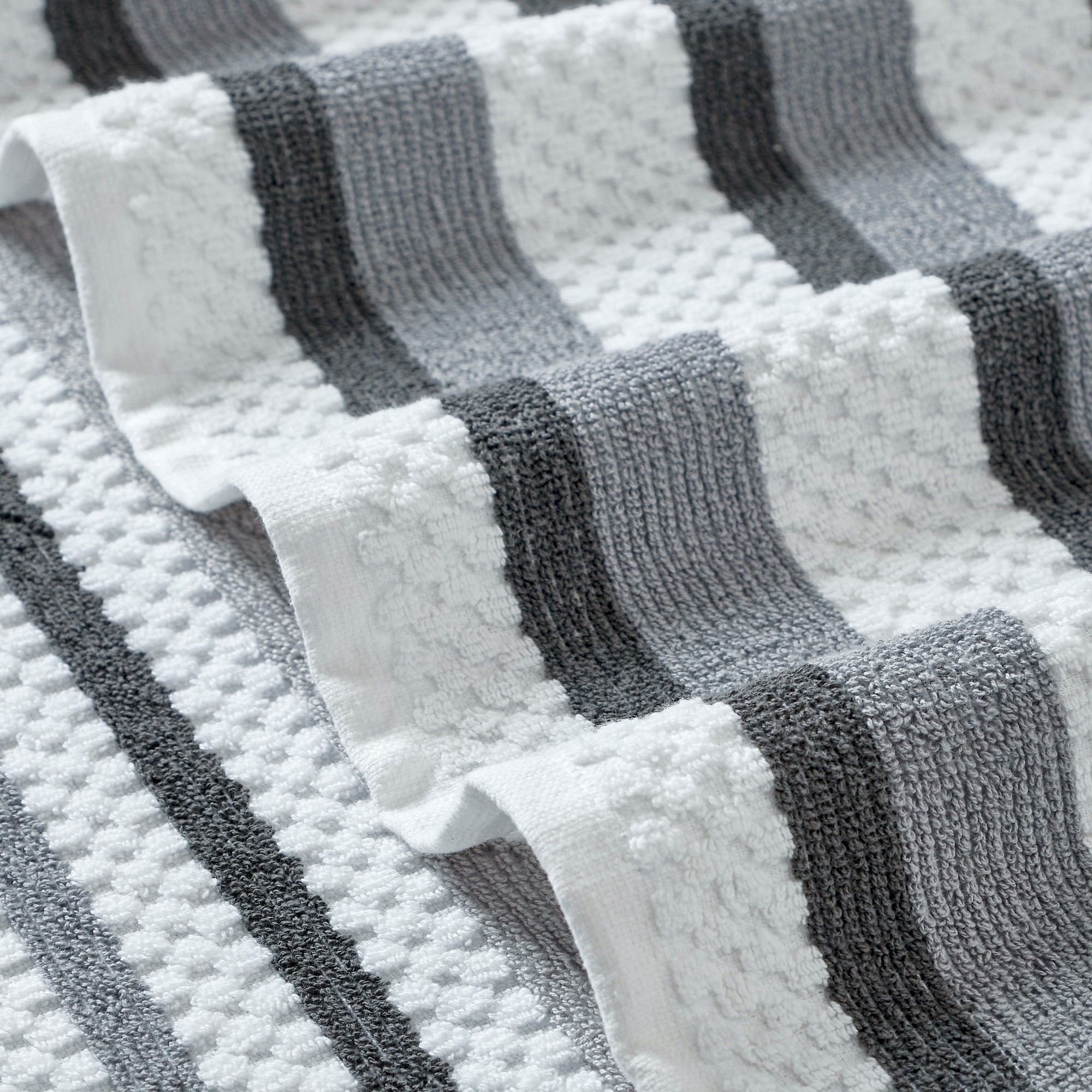 Nyx 6pc Soft Cotton Towel Set, Striped, White, Dark Gray By The Urban Port- Saltoro Sherpi