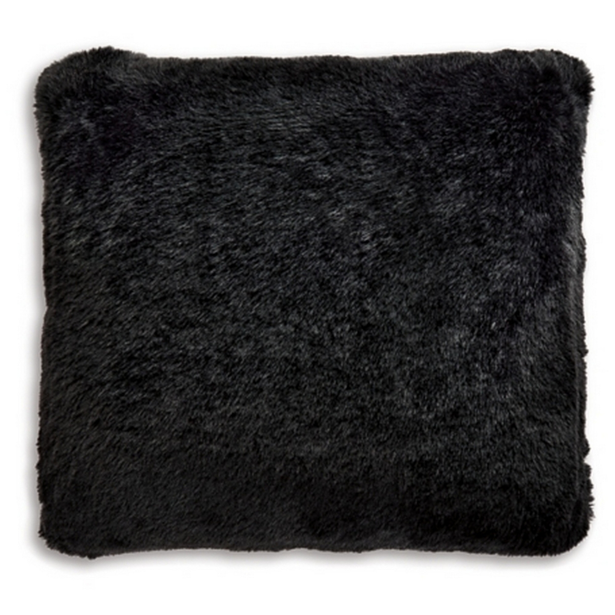 20 Inch Fluffy Accent Throw Pillow, Zipper, Soft Plush Black Faux Fur- Saltoro Sherpi