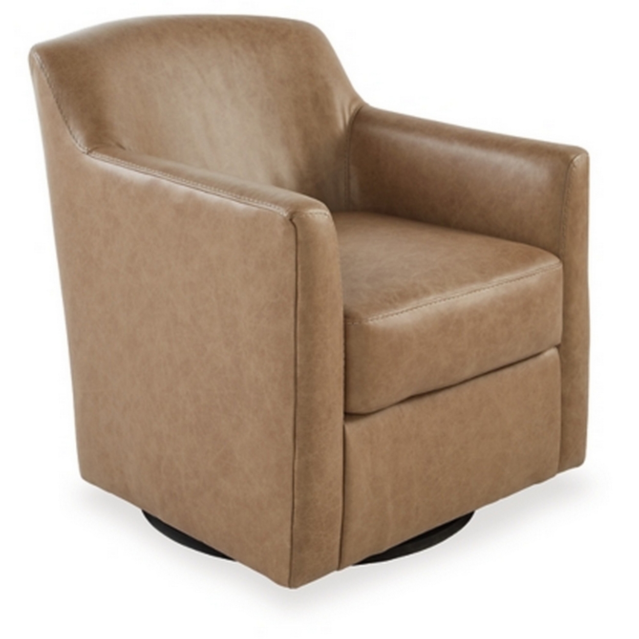 32 Inch Plush Swivel Accent Chair With Shelter Style Armrests, Faux Leather- Saltoro Sherpi