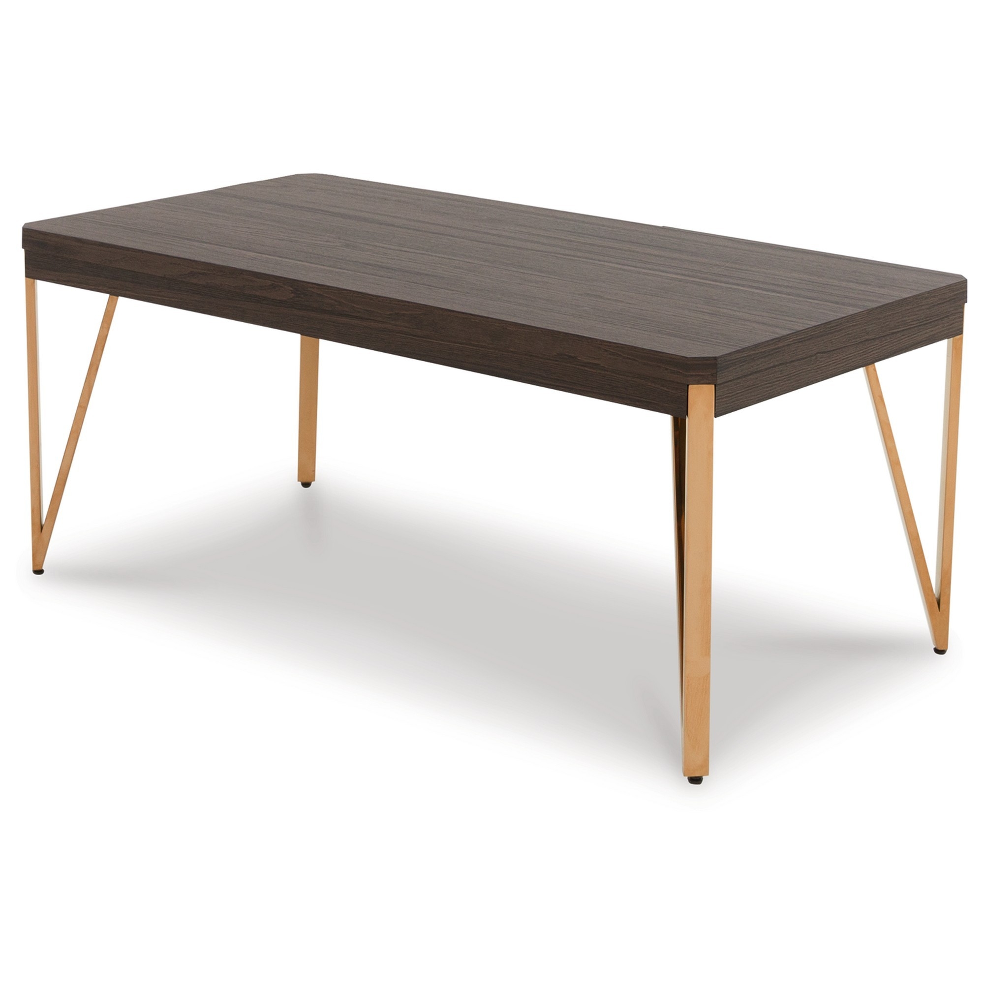 3 Piece Coffee And End Table Set, Steel Legs, Wood Grain Details, Brown- Saltoro Sherpi
