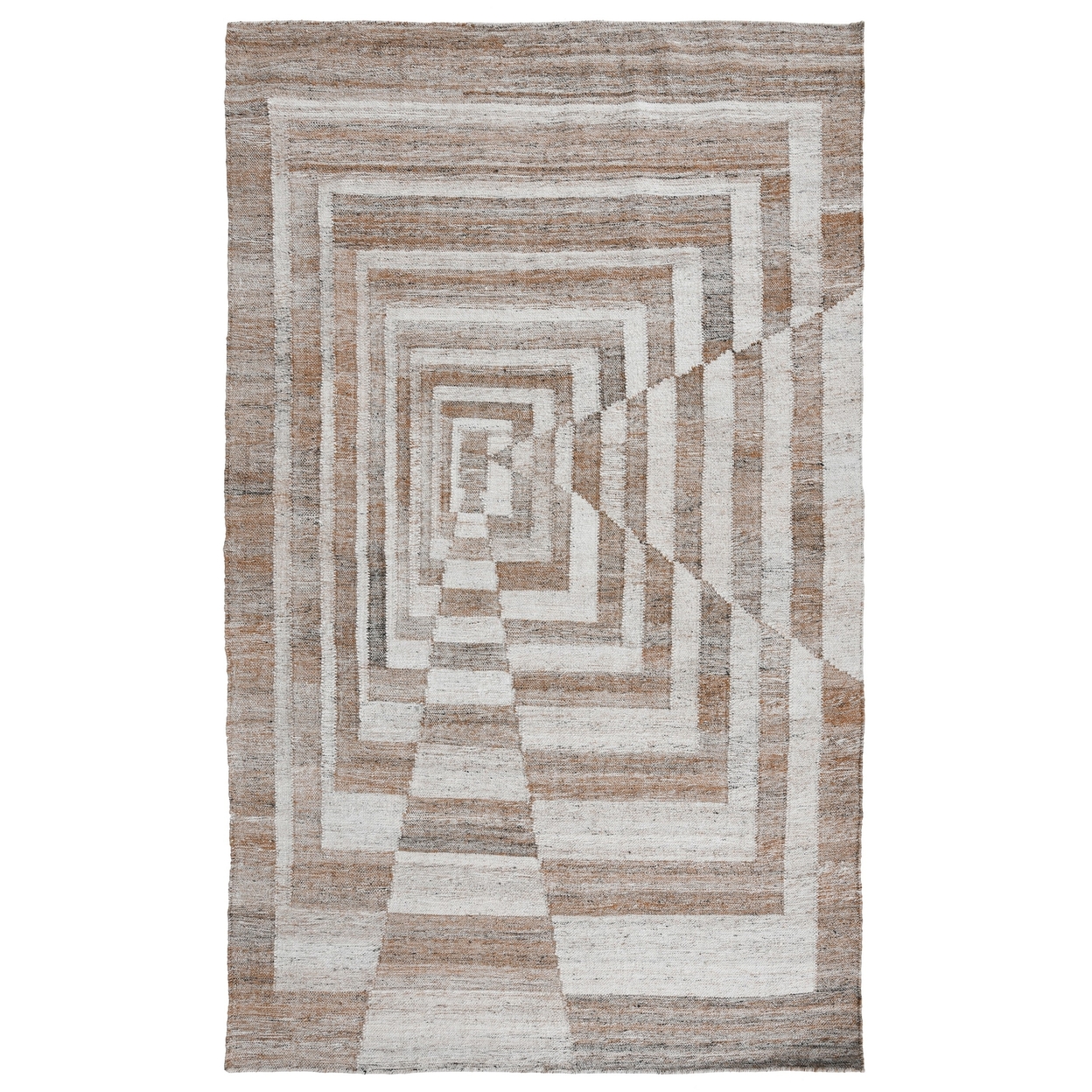 Rina 2 X 3 Indoor Outdoor Small Area Rug With Beige Ivory Abstract Patterns- Saltoro Sherpi