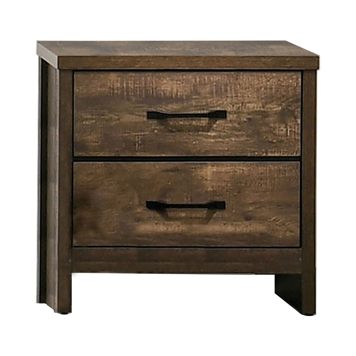Dyna 24 Inch Wood Nightstand, 2 Drawers, Bar Handles, Rich Textured Brown- Saltoro Sherpi