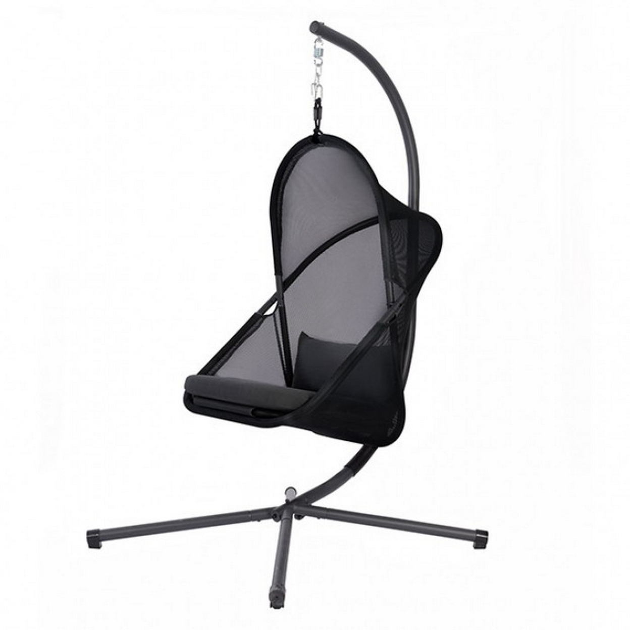 28 Inch Swing Chair, Sturdy Steel Frame, Breathable Mesh, Black And Gray- Saltoro Sherpi