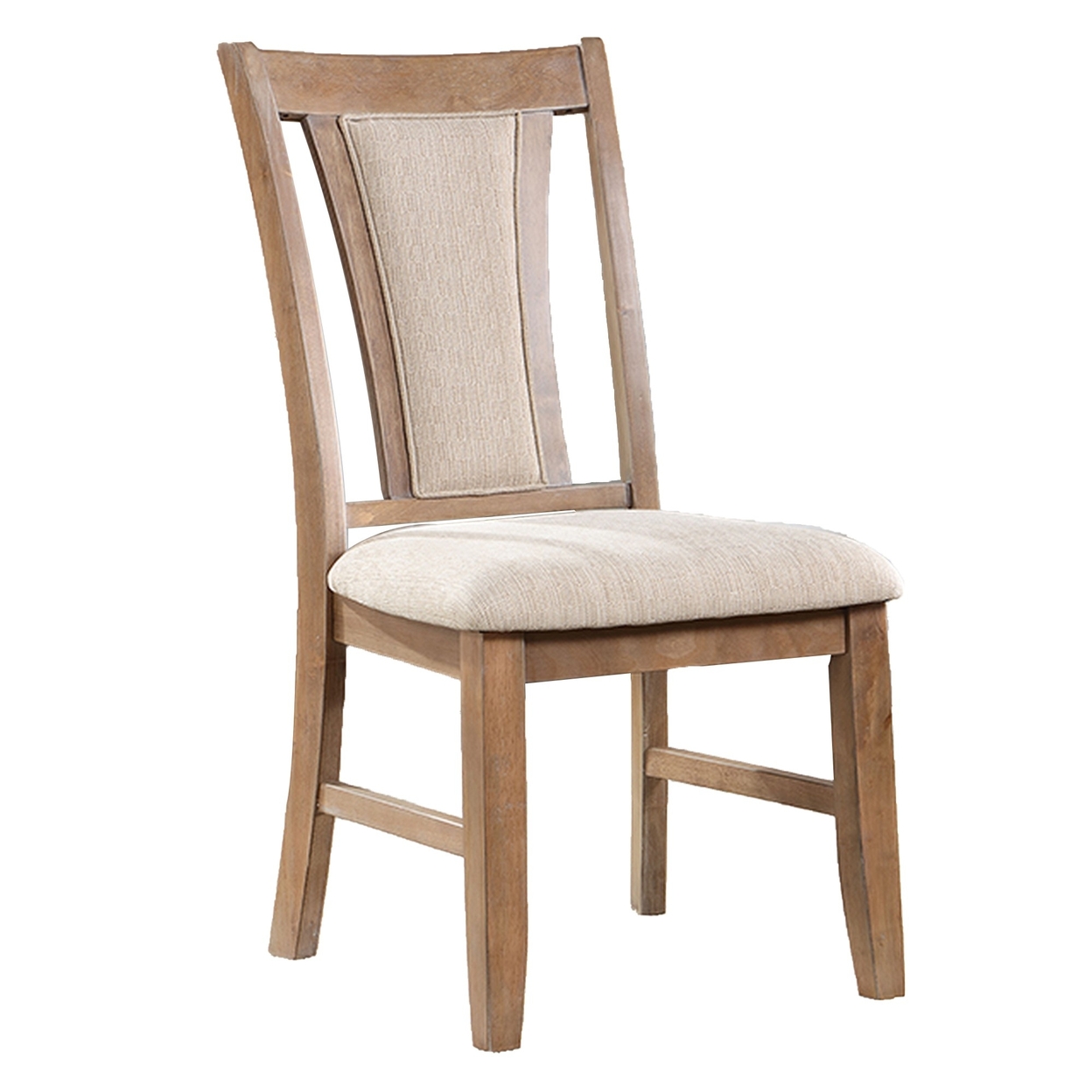 Mana 20 Inch Wood Dining Chair, Set Of 2, Beige Fabric, Rich Brown Frame- Saltoro Sherpi