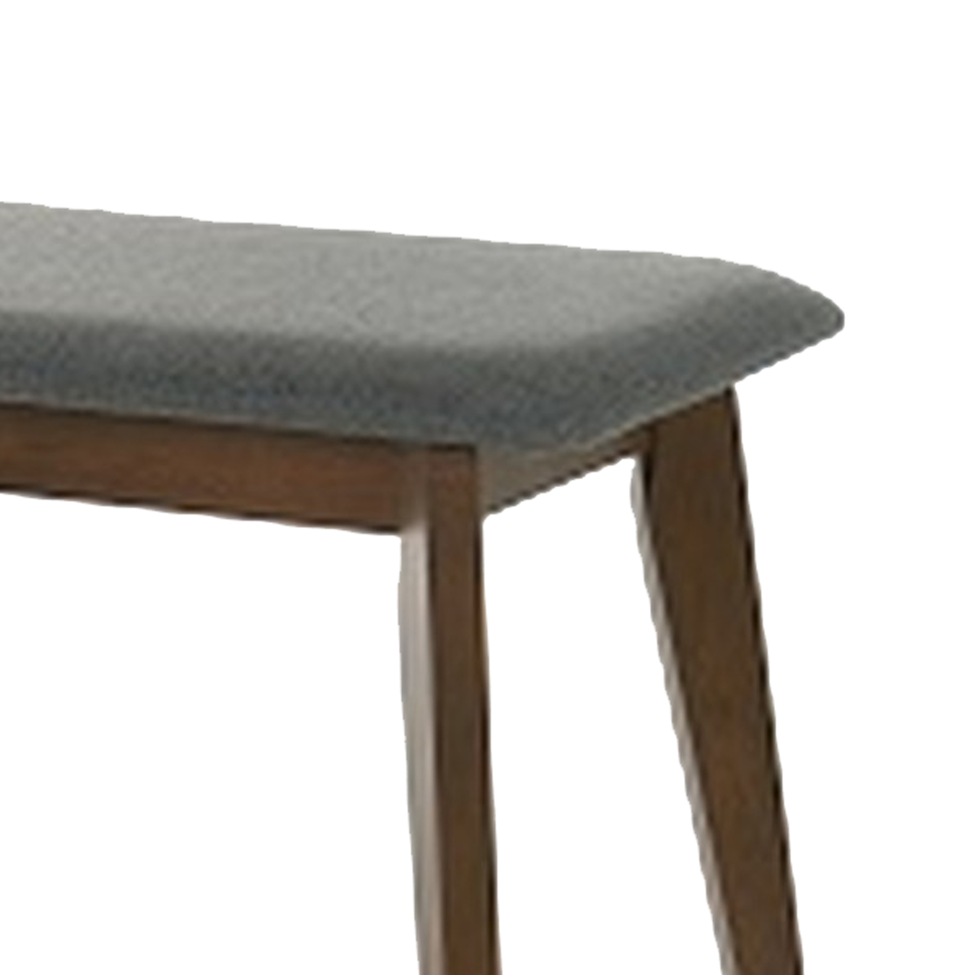 Cid Cyla 47 Inch Dining Bench, Soft Gray Fabric Upholstery, Walnut Wood- Saltoro Sherpi