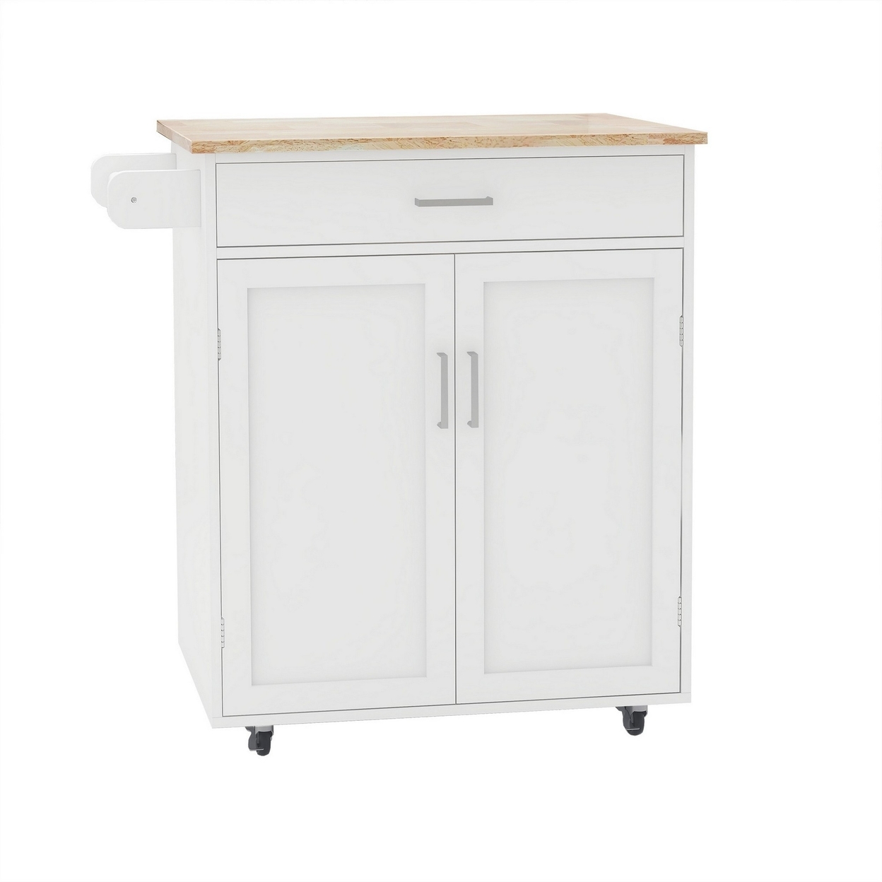 36 Inch Kitchen Islend With Towel Rack, 1 Double Door Cabinet, White Wood- Saltoro Sherpi