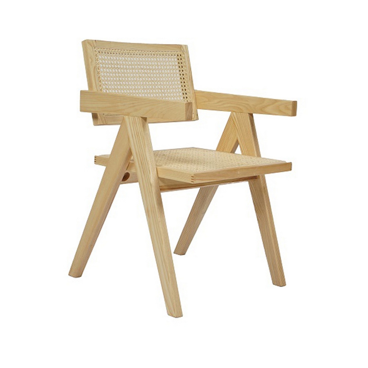 Cid Ayla 21 Inch Retro Dining Chair, Woven Rattan Back, Natural Brown Finish- Saltoro Sherpi