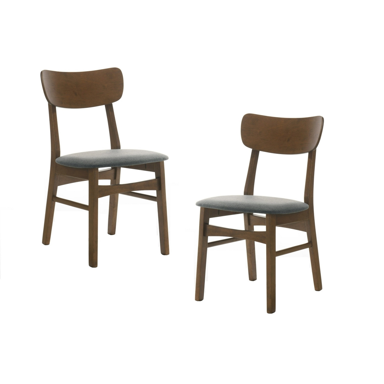 Cid Cyla 18 Inch Dining Chair, Set Of 2, Walnut Wood Frame, Cushioned Seat- Saltoro Sherpi