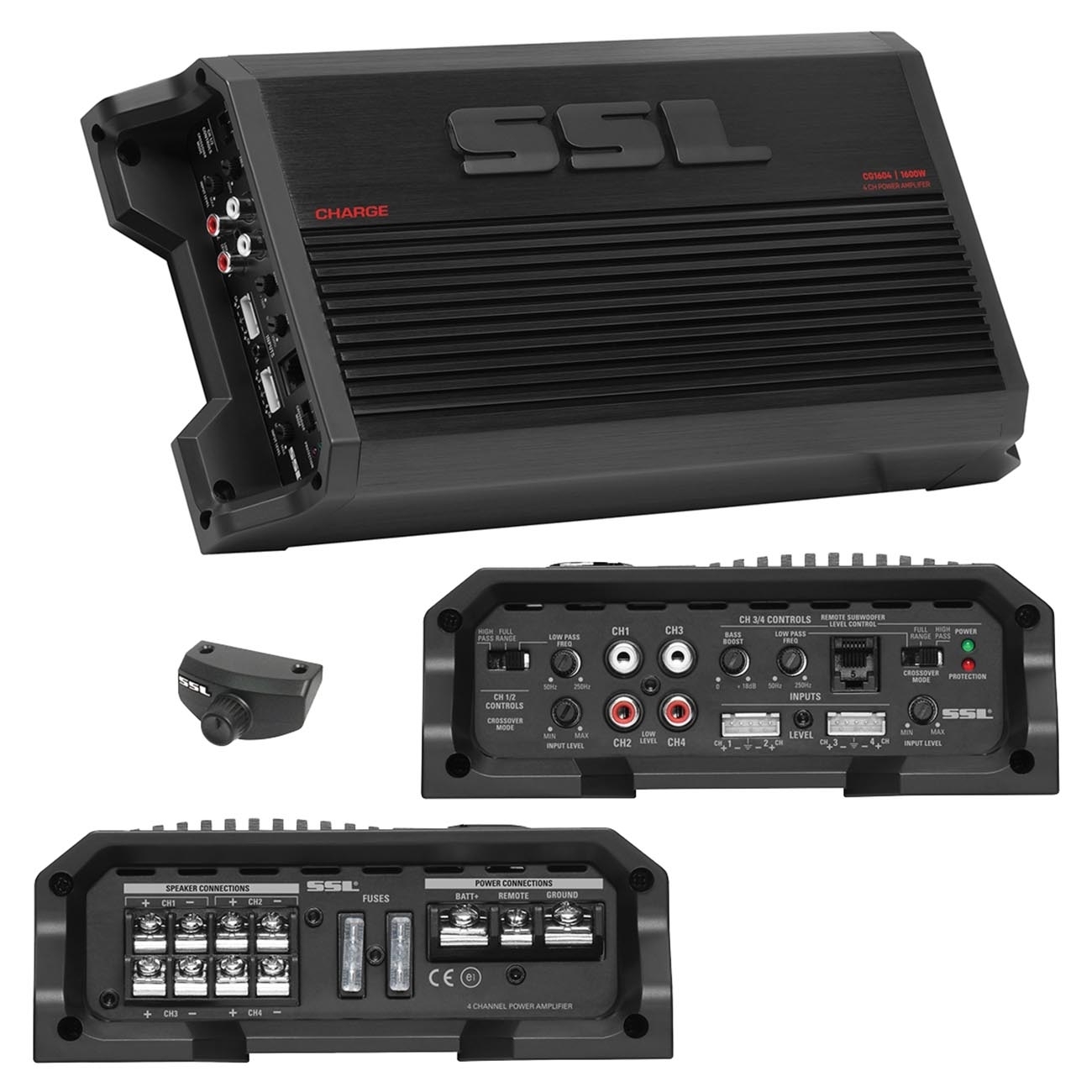 Sound Storm Laboratories CG1604 4 Channel Car Amplifier 1600 Watts, Full Range, Class A/B, 2/4 Ohm Stable, Mosfet Power Supply, Bridgeable
