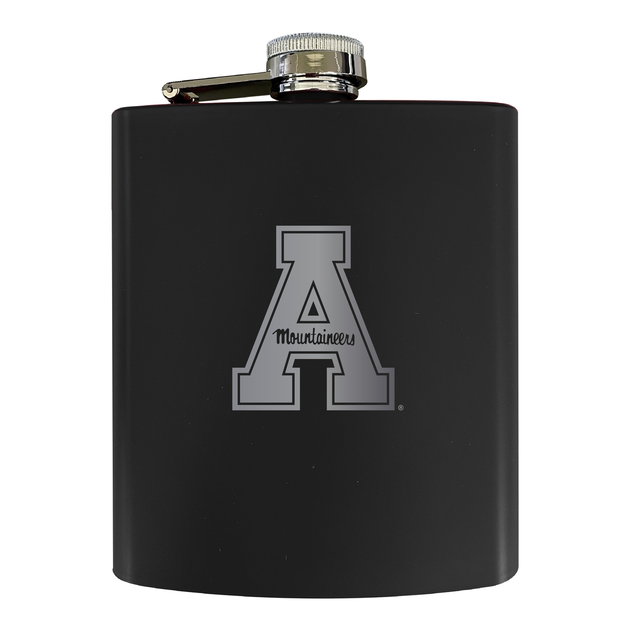 Appalachian State Stainless Steel Etched Flask - Choose Your Color - Black