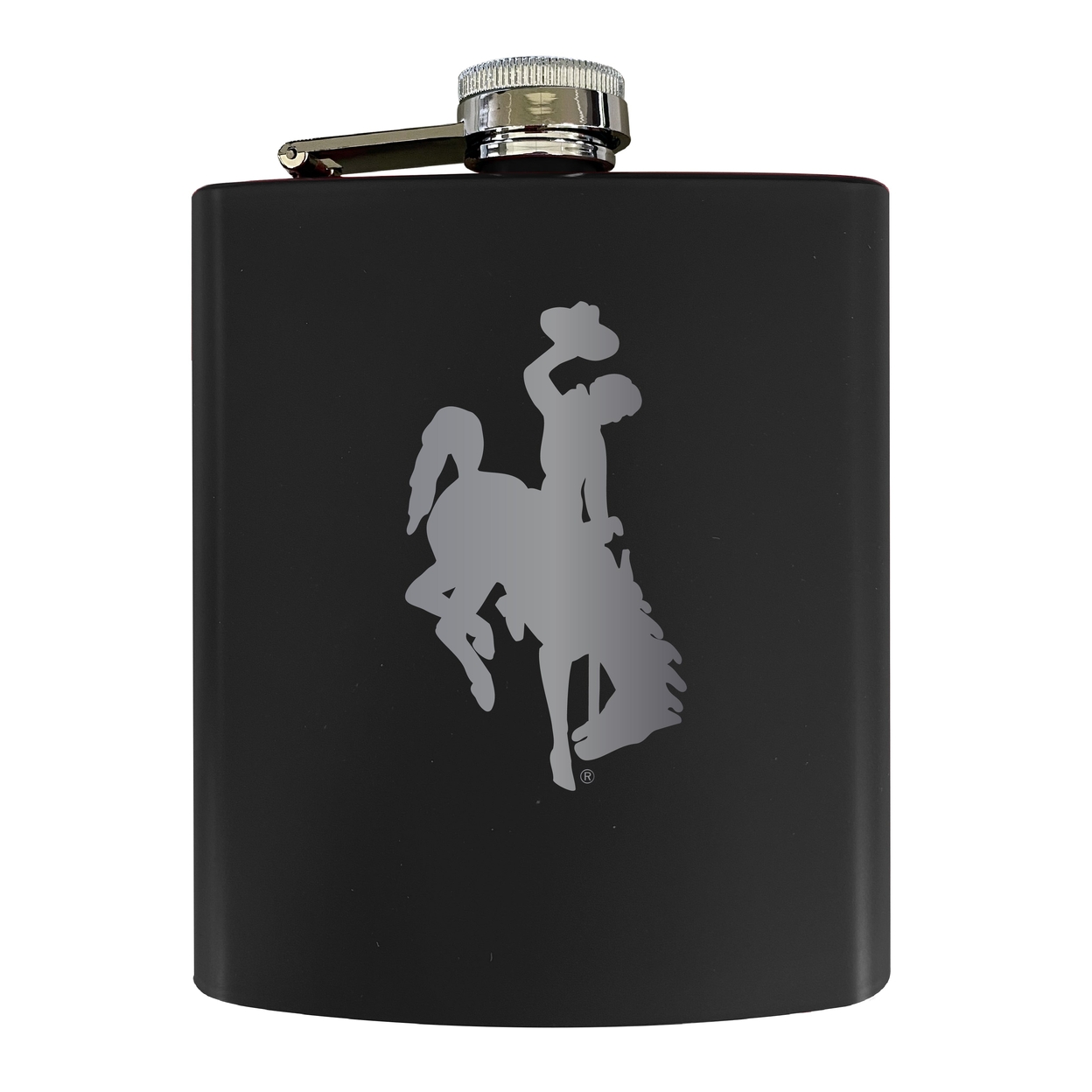 University Of Wyoming Stainless Steel Etched Flask - Choose Your Color - Black