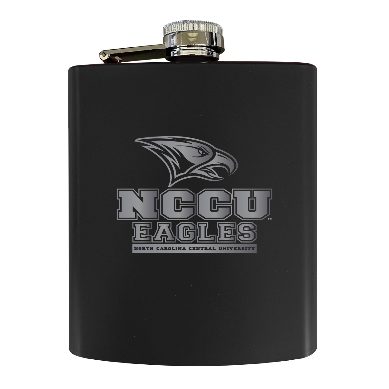 North Carolina Central Eagles Stainless Steel Etched Flask - Choose Your Color - Black