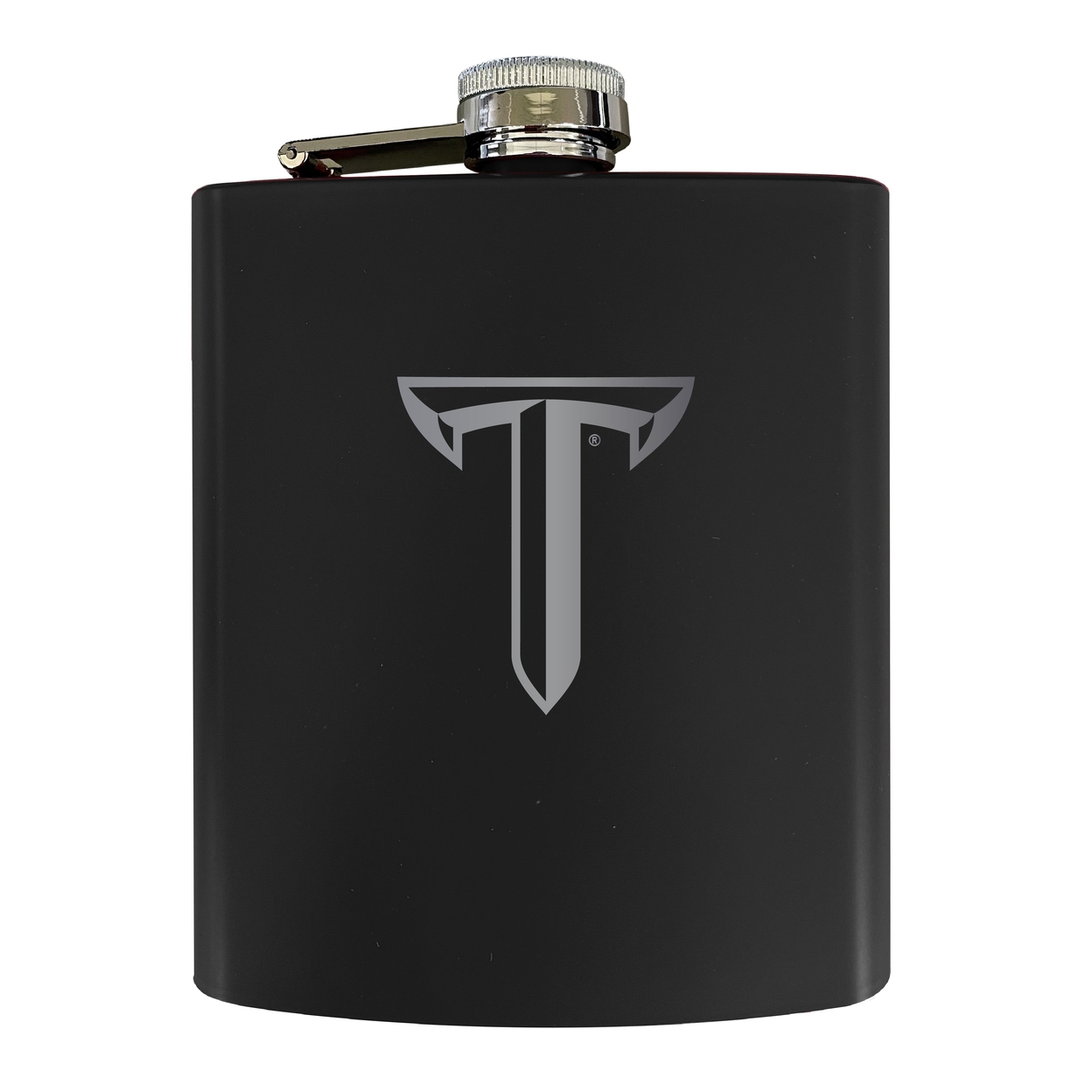 Troy University Stainless Steel Etched Flask - Choose Your Color - Black