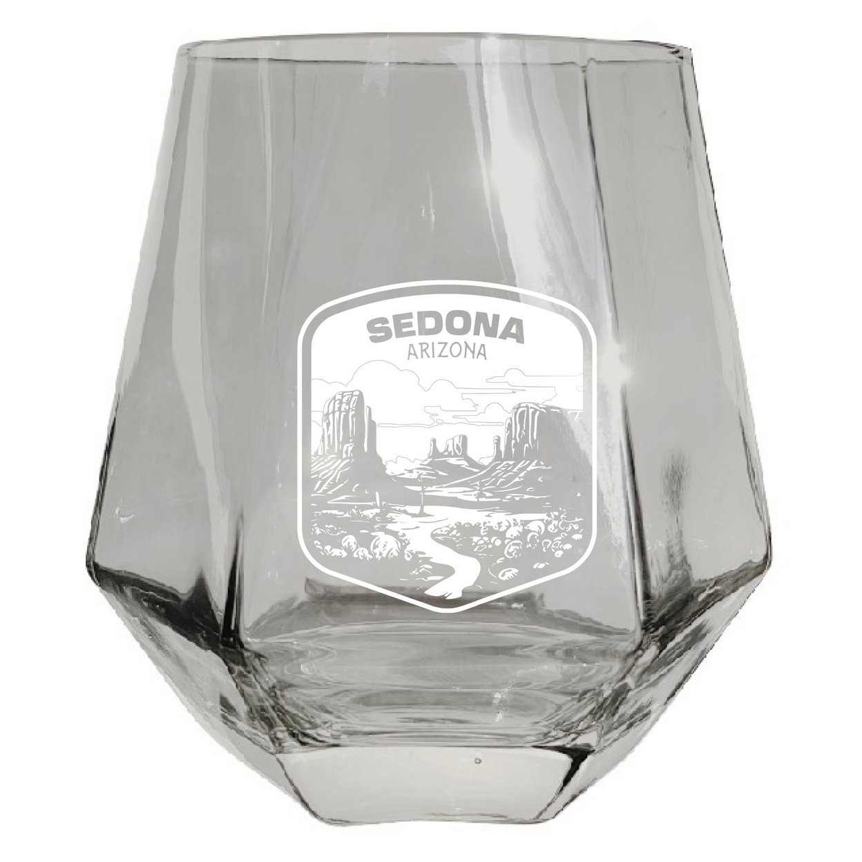 Sedona Arizona Souvenir Wine Glass EngravedDiamond 15 Oz Clear Iridescent - Gray,,2-Pack