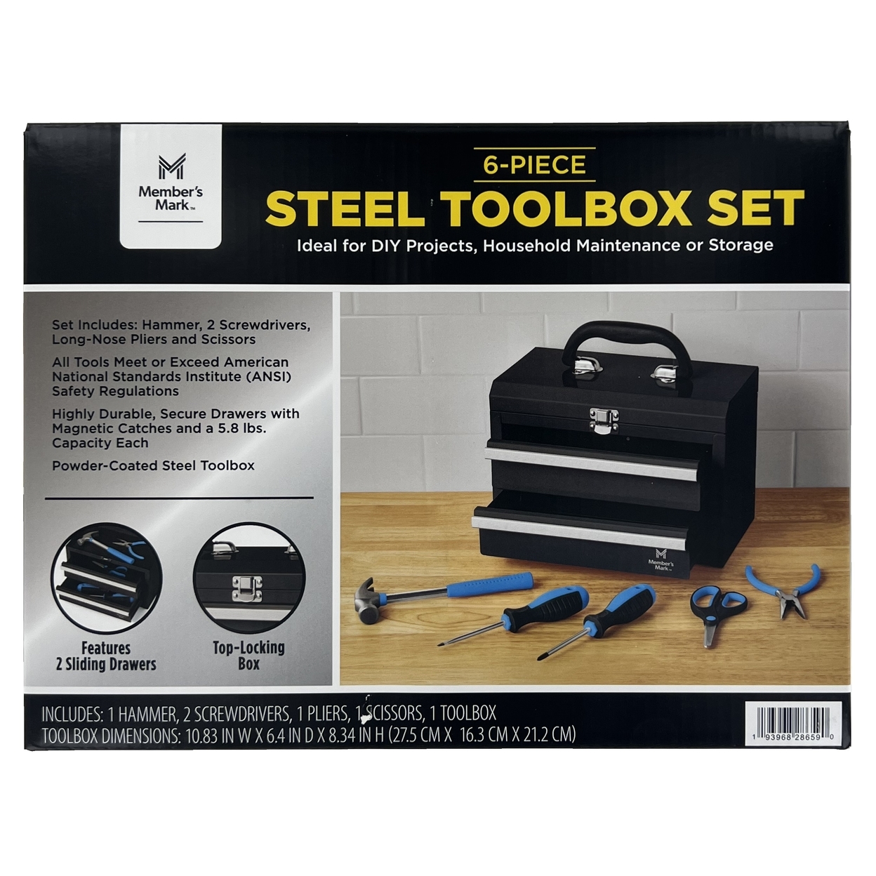 Member's Mark 11 Toolbox With 5 Piece Tool Set - Black