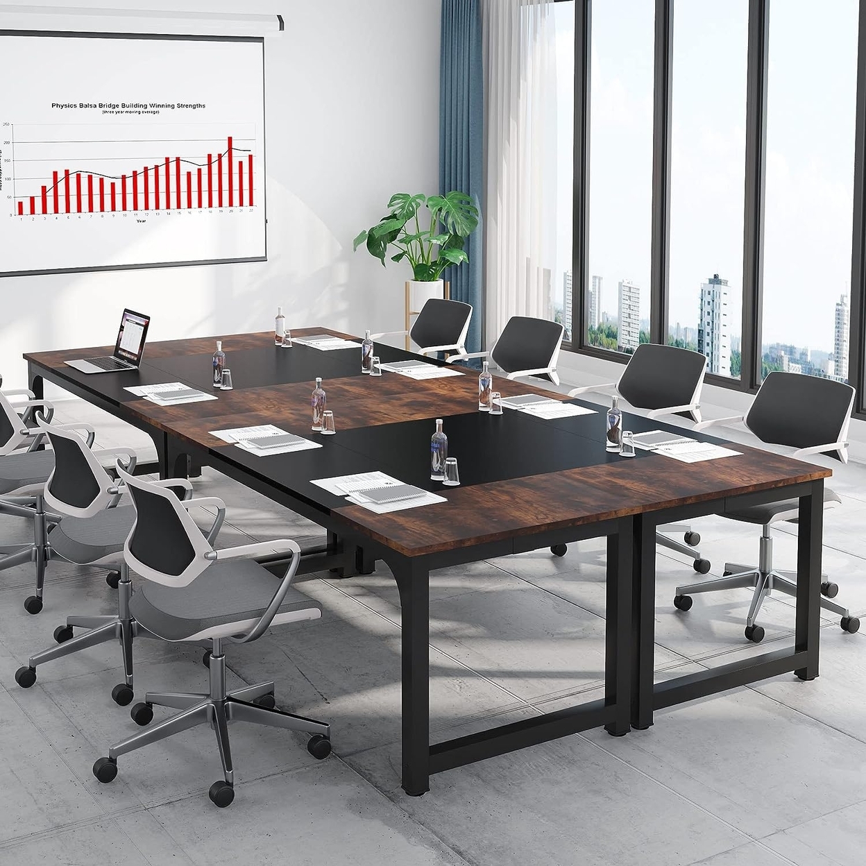 Tribesigns 6FT Conference Table, 70.8 W X 31.5 D Meeting Room Table Boardroom Desk For Office Conference Room - Rustic Brown