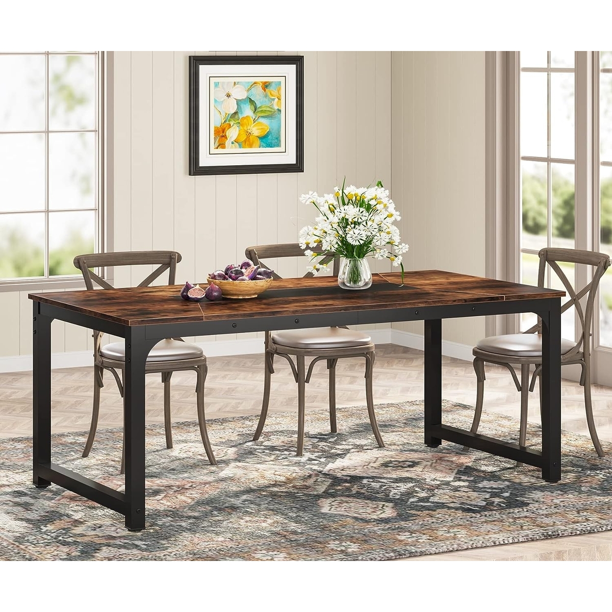 Tribesigns 71x35.4 Dining Table, Industrial Kitchen Table For 6-8 Person