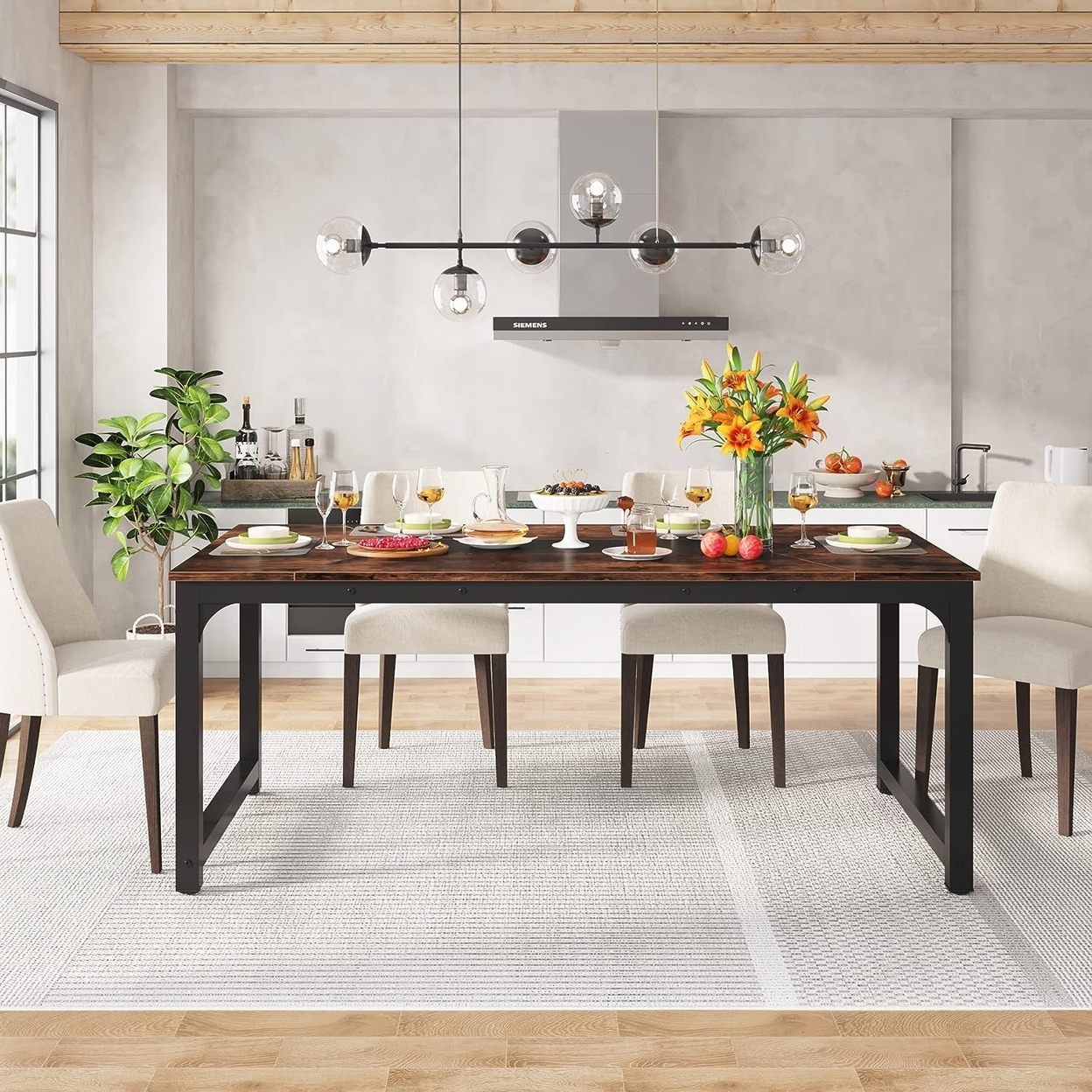 Tribesigns 71x35.4 Dining Table, Industrial Kitchen Table For 6-8 Person