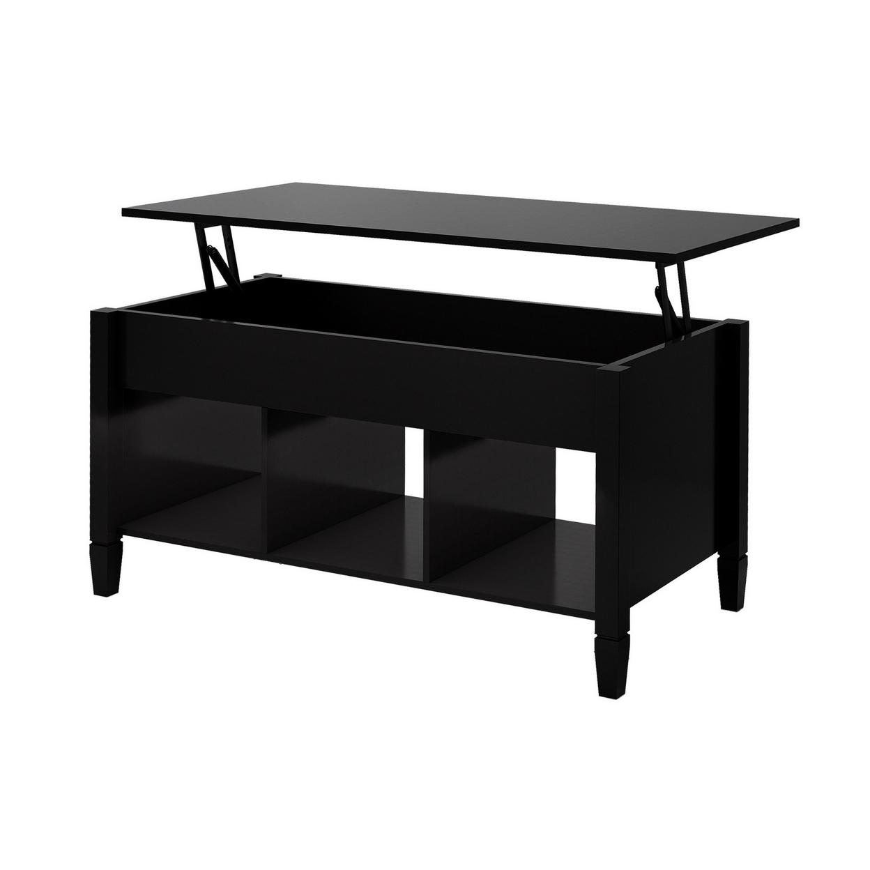 41 Inch Lift Top Coffee Table With 3 Hidden Storage Compartments, Black- Saltoro Sherpi