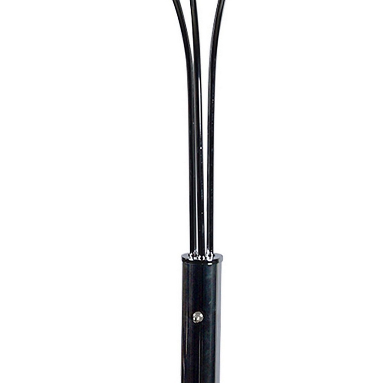 Arya 33 Inch Modern Arcing 3 Light Table Lamp, Round Crystal Accents Chrome- Saltoro Sherpi