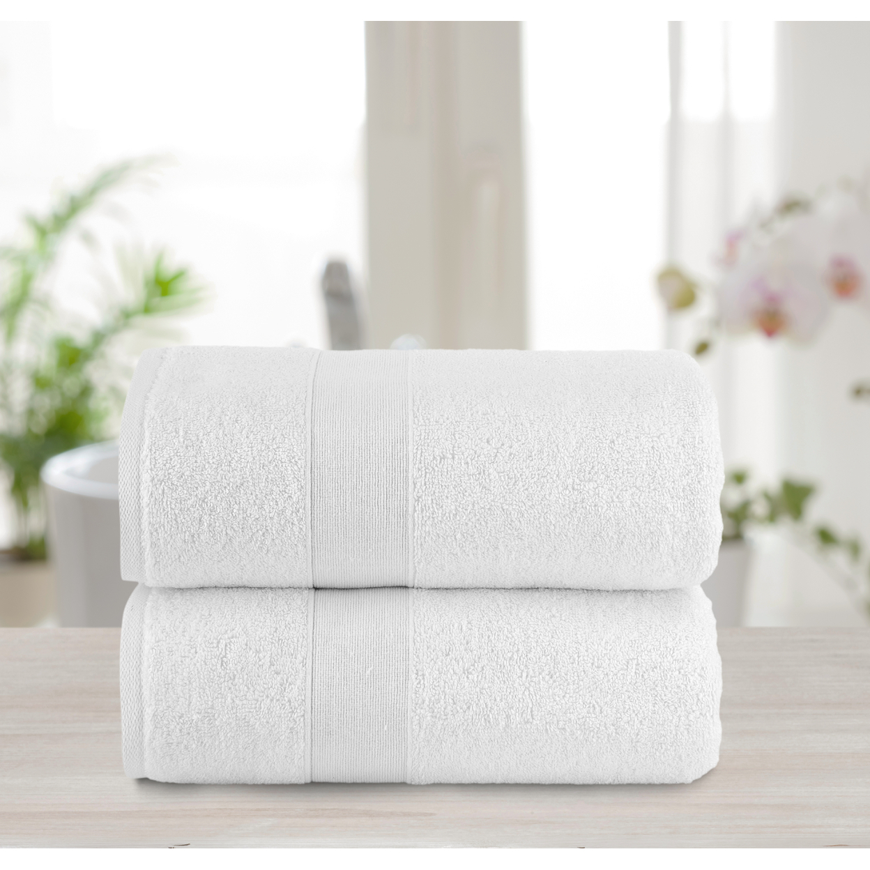 Chic Home Luxurious 2-Piece 100% Pure Turkish Cotton Bath Sheet Towels, 30x68, Woven Dobby Border Design, OEKO-TEX Certified Set - White