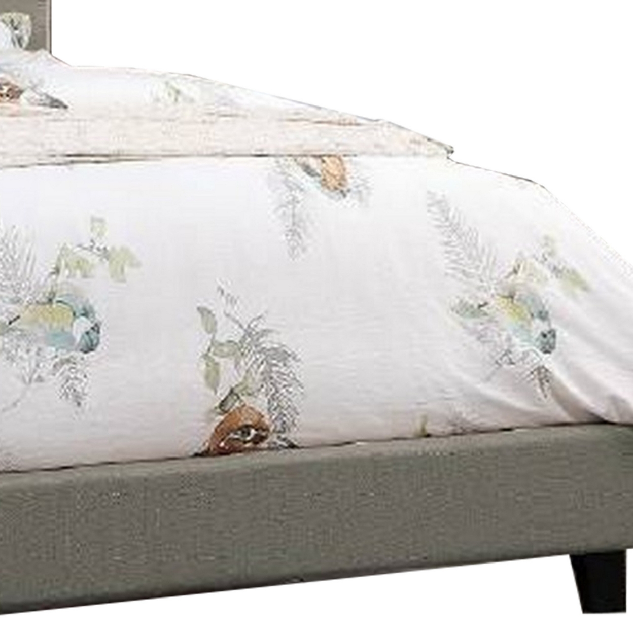 Eni Upholstered Queen Size Bed, Tufted Adjustable Headboard, Gray Fabric- Saltoro Sherpi