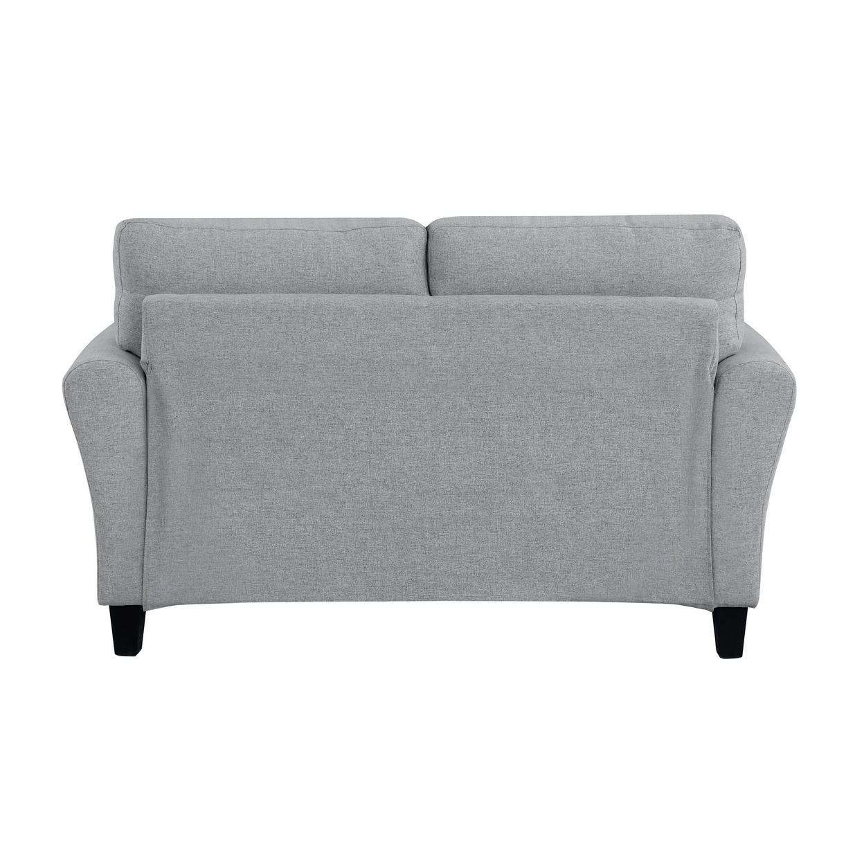 Engi 58 Inch Accent Loveseat, Smooth Gray Polyester, Attached Back Cushion- Saltoro Sherpi