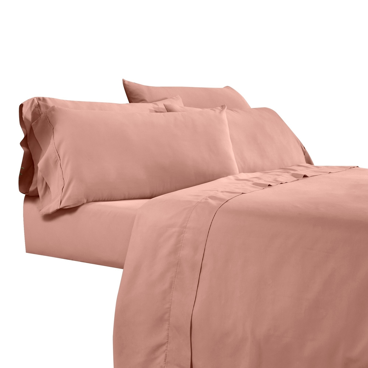 Myla 4 Piece California King Size Sheet Set, Elastic, Silky Pink Microfiber- Saltoro Sherpi