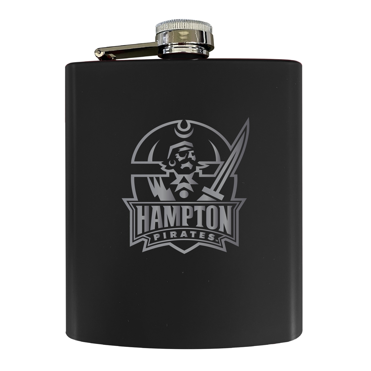 Hampton University Stainless Steel Etched Flask - Choose Your Color - Black